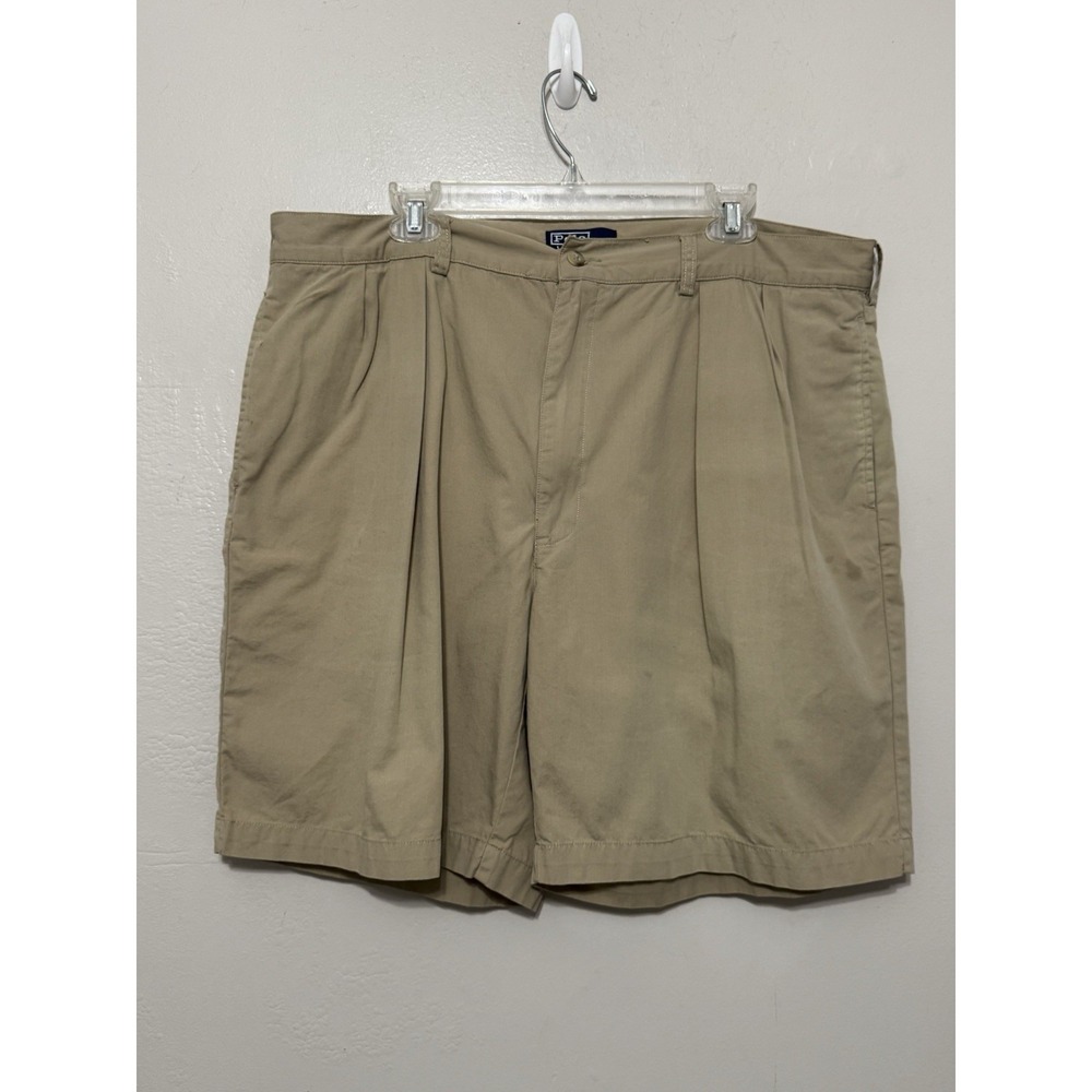 Vintage Polo Ralph Lauren Tyler Shorts Mens 42 Khaki Tan Chino Pleated Cotton